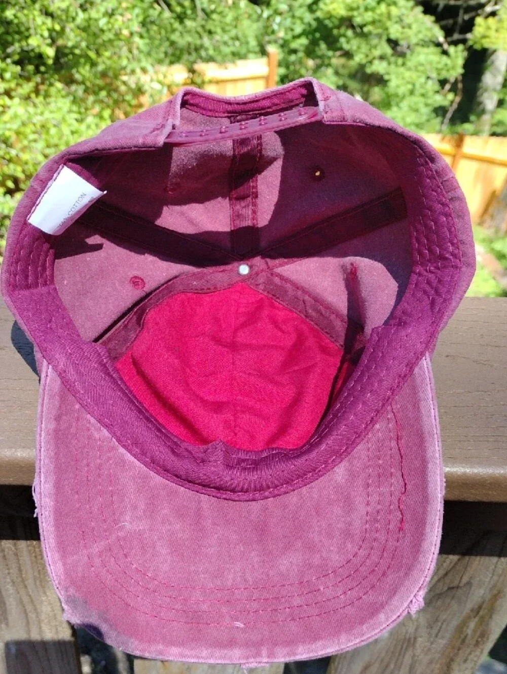 Distressed Washed Baseball Cap - Burgundy